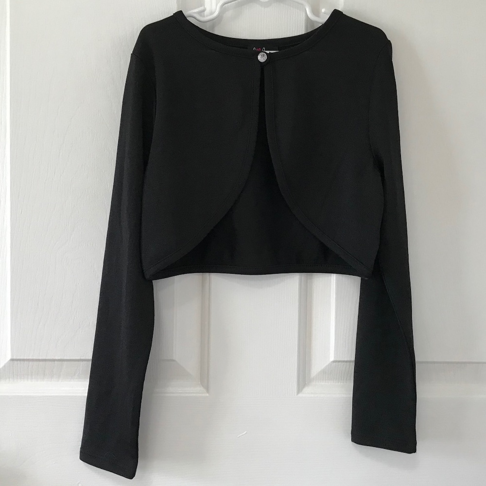 Lilt black long sleeve rhinestone button collar Cardigan Girls Size 10 / 12 Med.